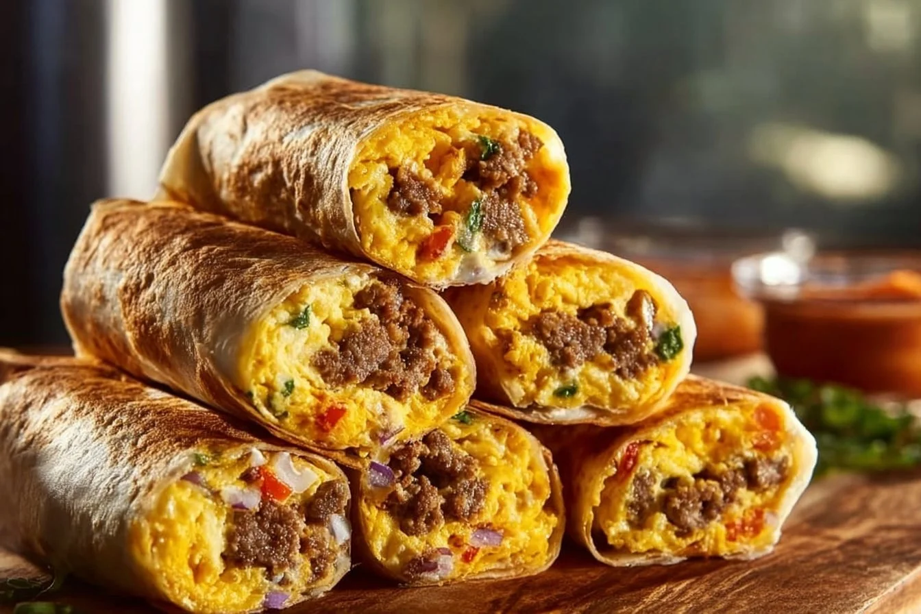 Protein-packed breakfast burritos for freezing and reheating