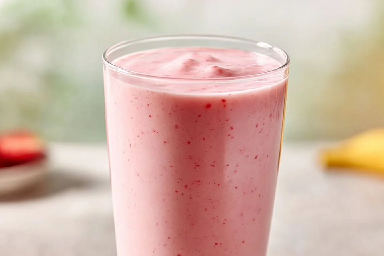 Quick Greek Yogurt Breakfast Smoothie 5 Quick Greek yogurt breakfast smoothie with fruits in a glass