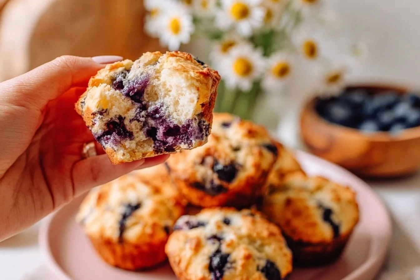 Simple Sourdough Blueberry Muffins