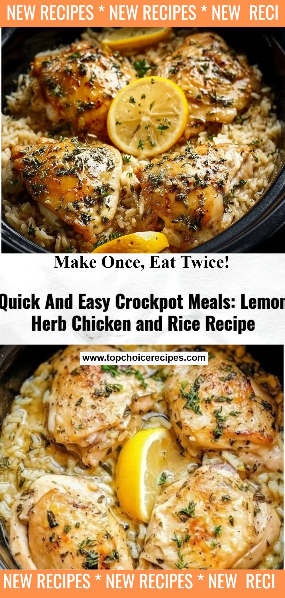 Slow Cooker Lemon Herb Chicken and Rice