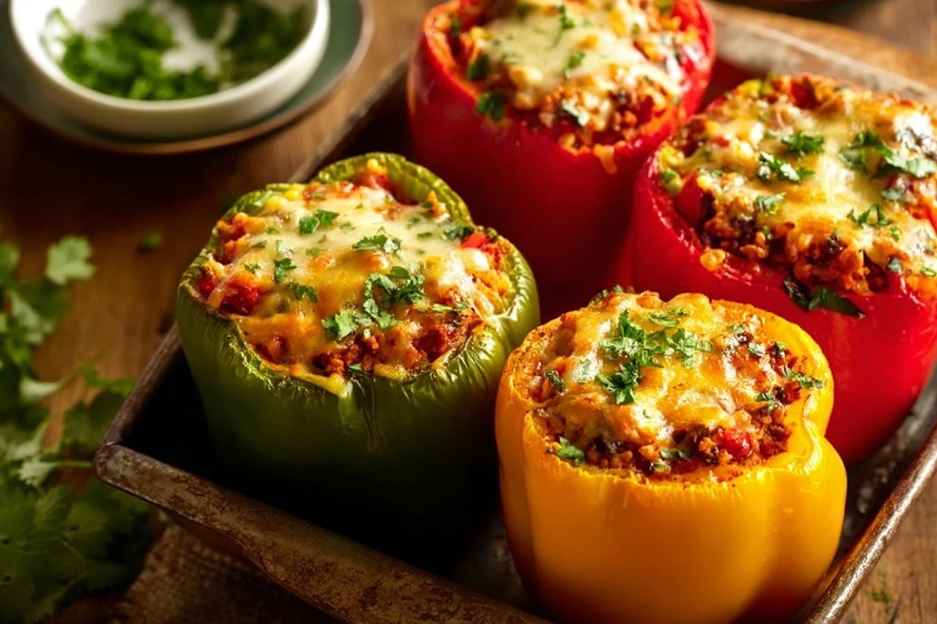 Spicy Mexican stuffed bell peppers filled with delicious ingredients