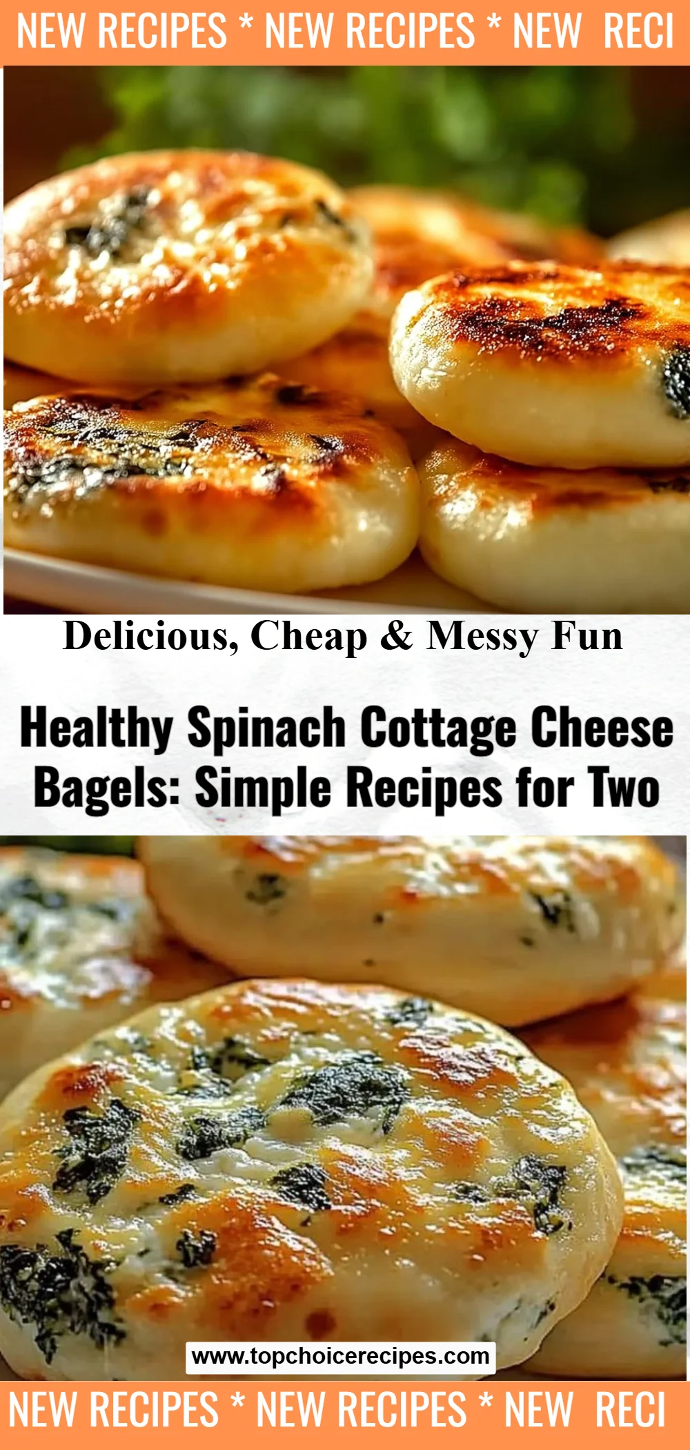Spinach Cottage Cheese Bagels
