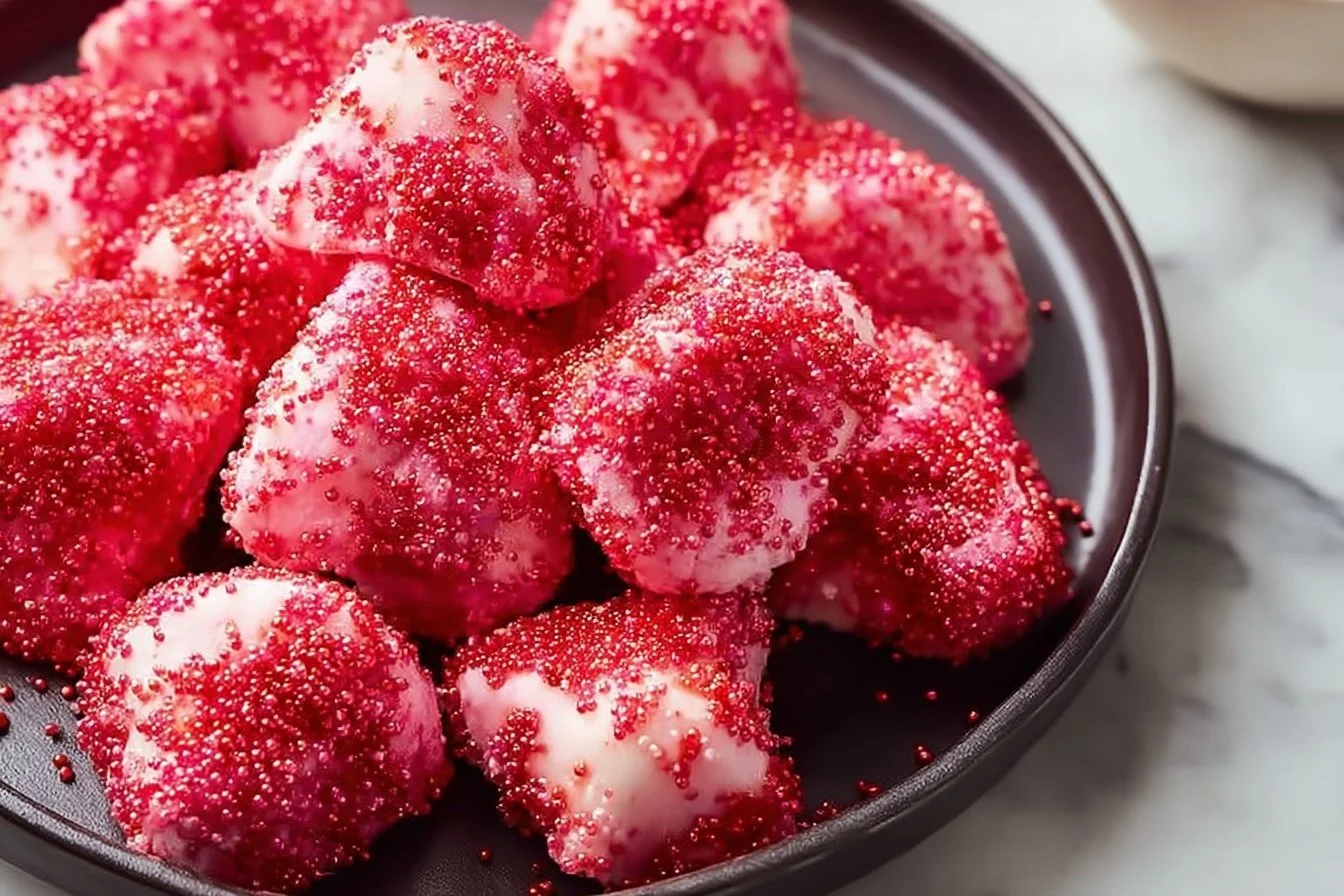 Delicious sugar free frozen yogurt bites served in a bowl with fresh toppings