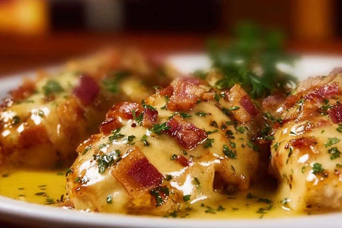 Delicious Texas Roadhouse Smothered Chicken with rich toppings.