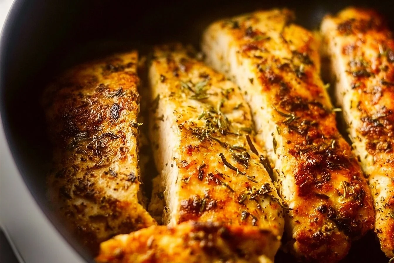Delicious air fried chicken breasts seasoned and cooked to perfection