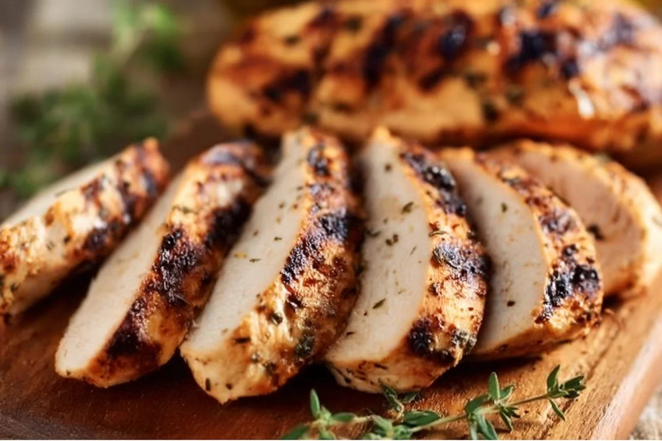 Air fryer grilled chicken cooked to perfection, juicy and flavorful