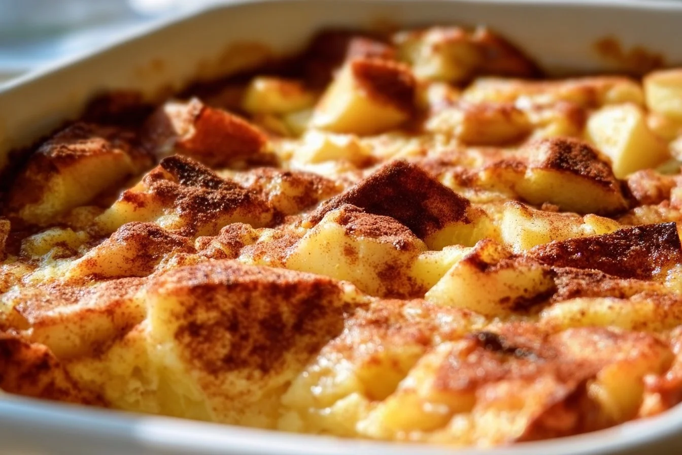Apple Cinnamon Cottage Cheese Bake 4 Apple Cinnamon Cottage Cheese Bake served in a dish.