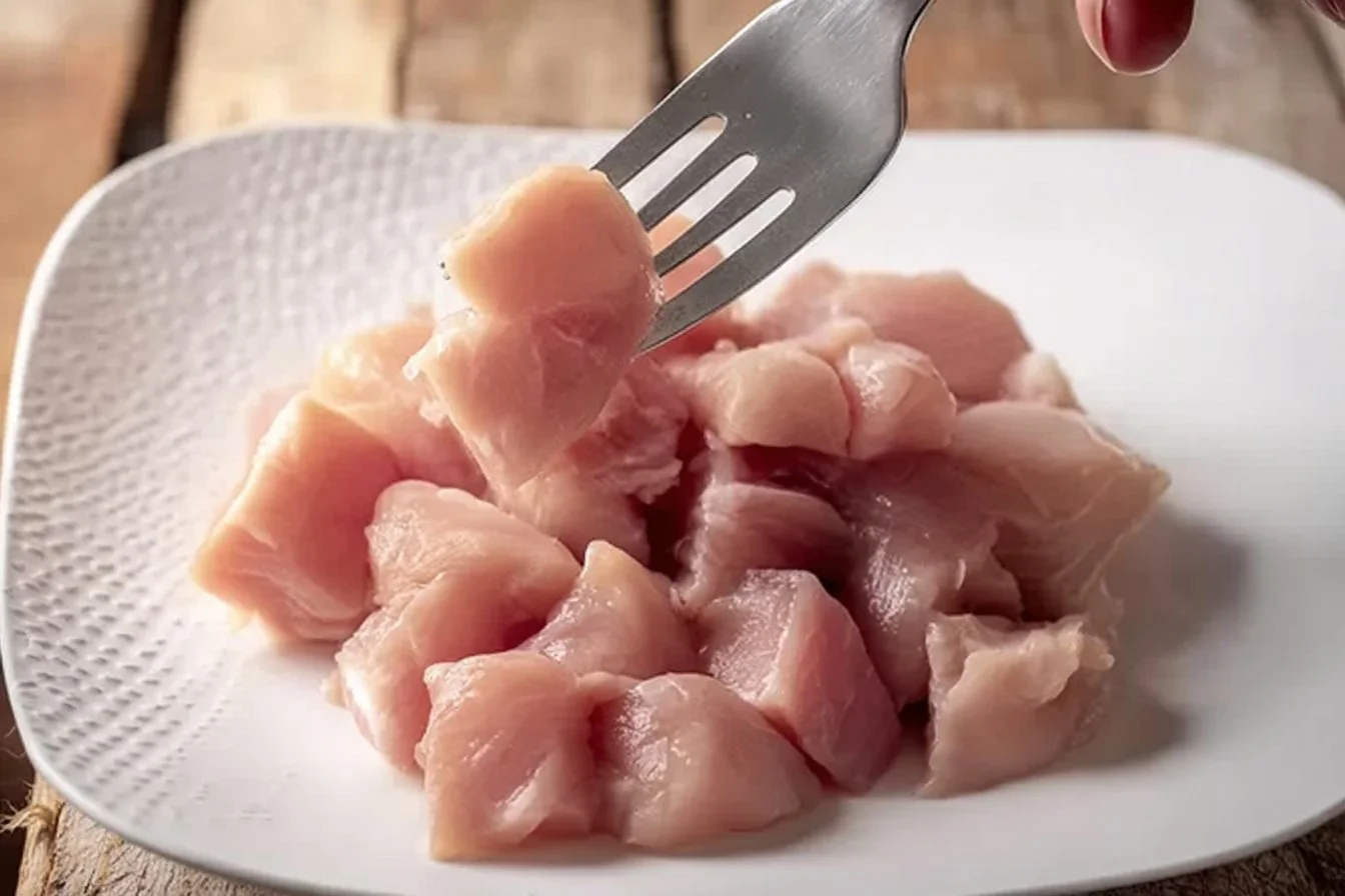 Deliciously baked chicken bites on a plate, perfect for snacks and meals.