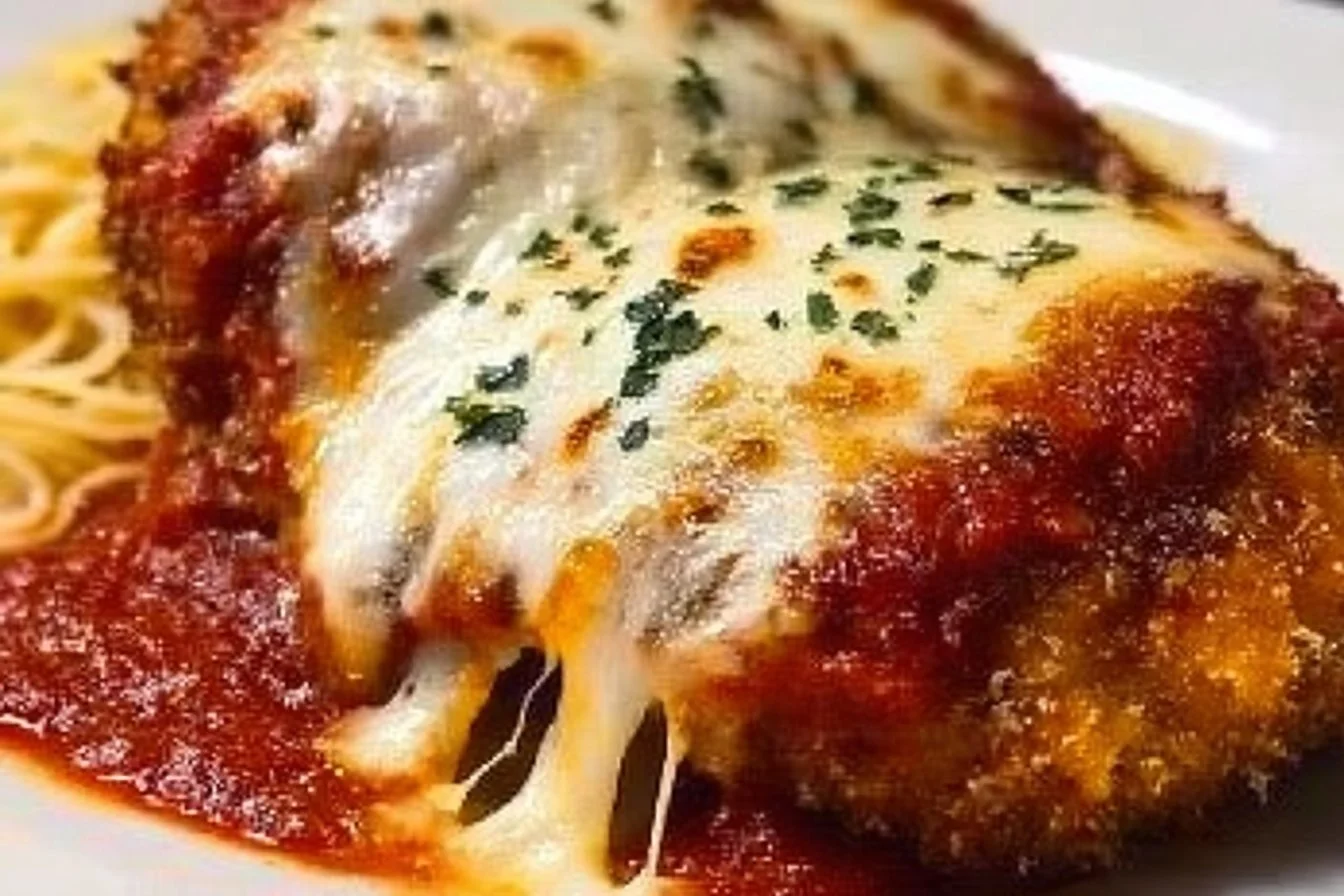 Baked Chicken Parmesan 4 Baked Chicken Parmesan with melted cheese and fresh herbs
