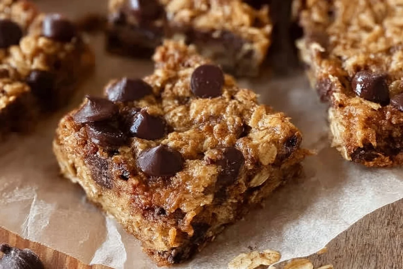 Banana Oatmeal Bars 4 Healthy Banana Oatmeal Bars with oats and ripe bananas