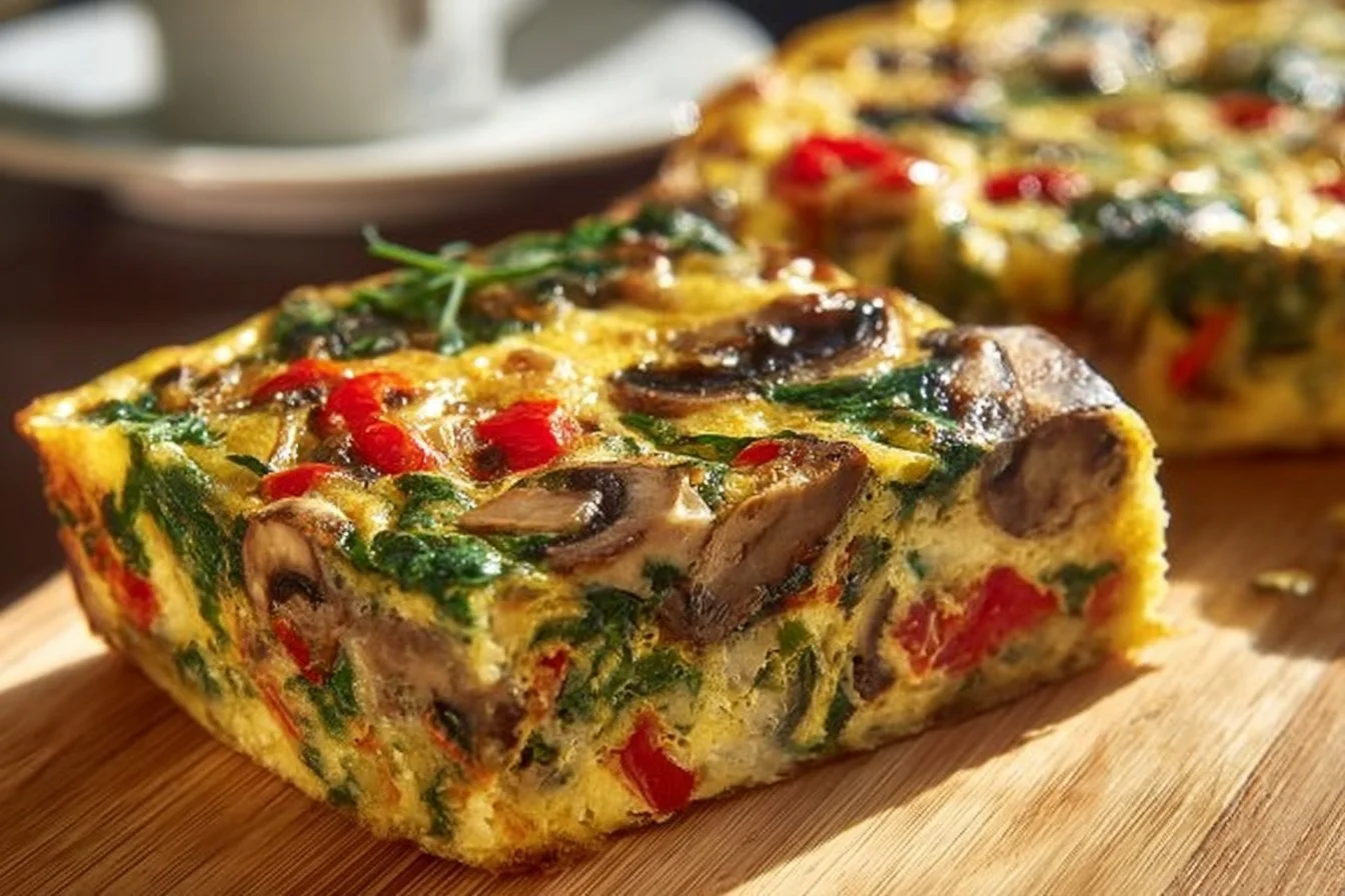 Delicious healthy breakfast casserole served warm with fresh ingredients.