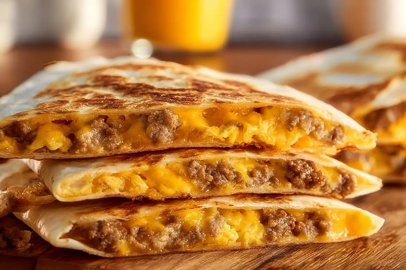 Breakfast Quesadilla 4 Delicious Breakfast Quesadilla filled with eggs, cheese, and vegetables