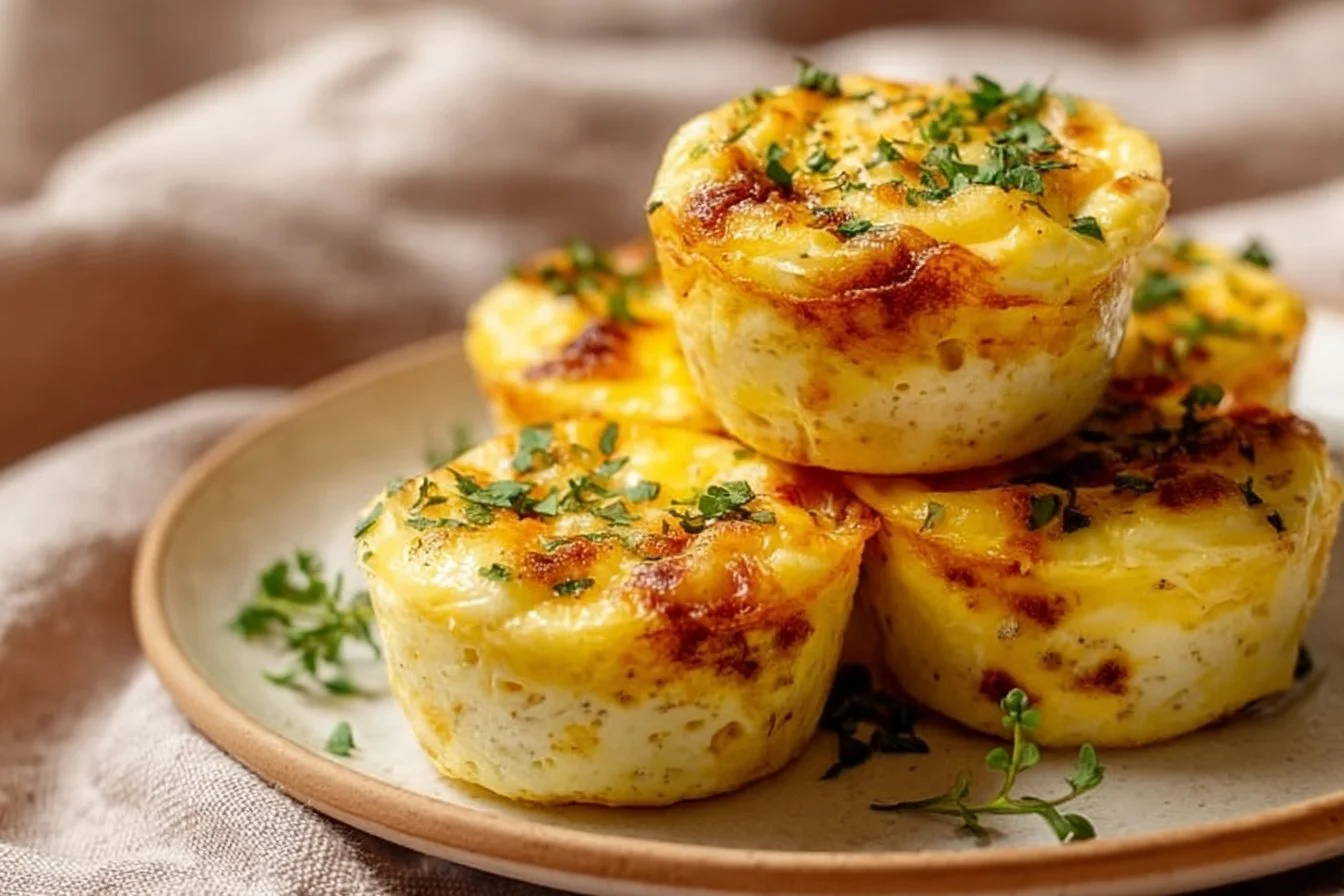 Cheesy muffin tin cottage cheese egg bites ready to serve