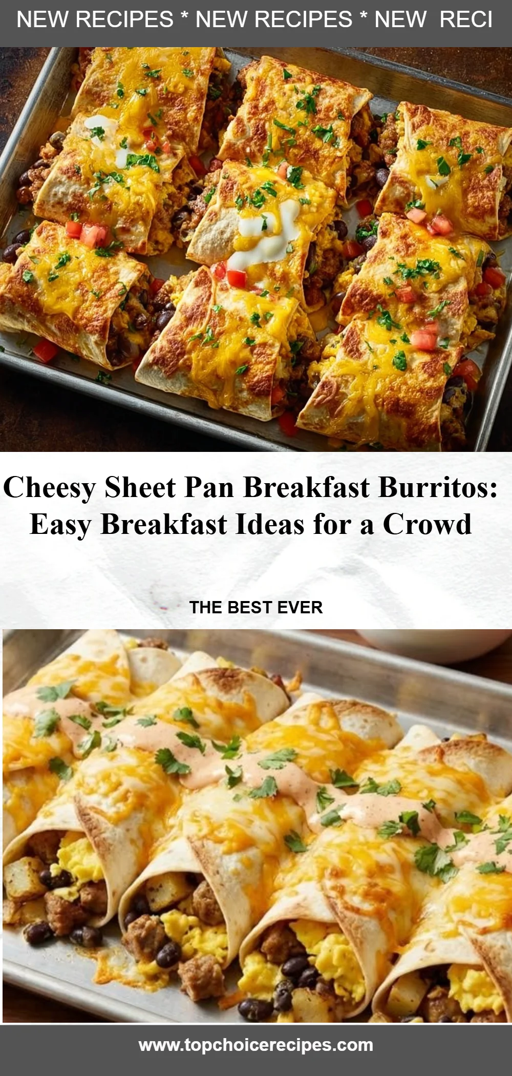 Cheesy Sheet Pan Breakfast Burritos