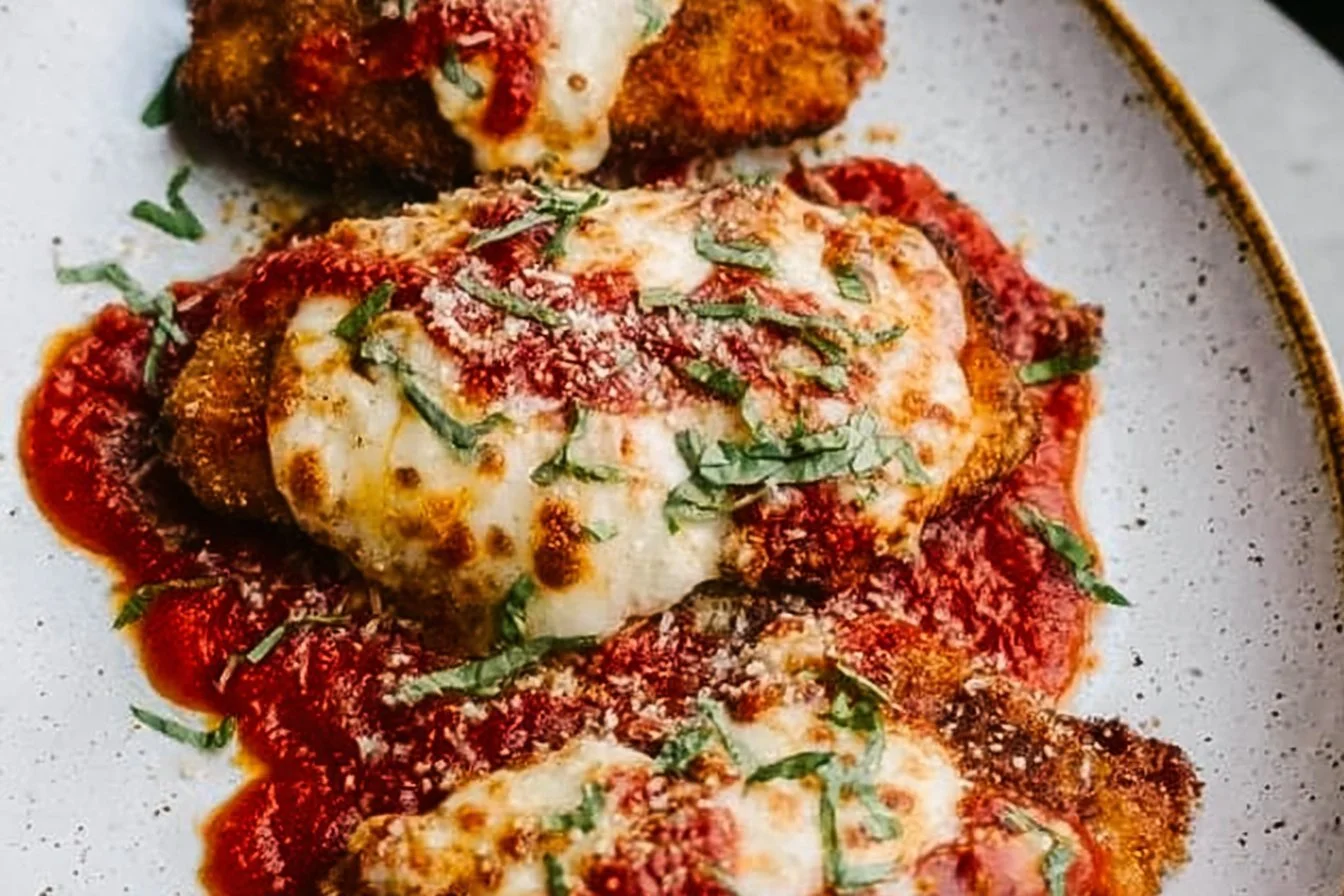 Chicken Parmesan 4 Delicious Chicken Parmesan with melted cheese and marinara sauce