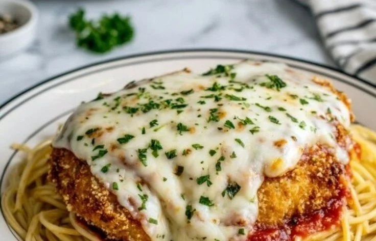 Chicken Parmesan 4 Plate of Chicken Parmesan with crispy chicken, marinara sauce, and melted cheese