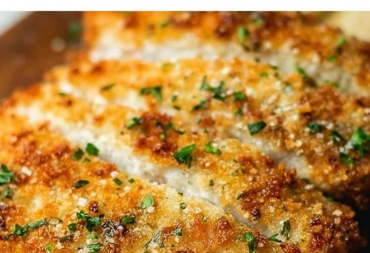 Delicious Chicken Parmesan garnished with herbs and cheese on a plate.