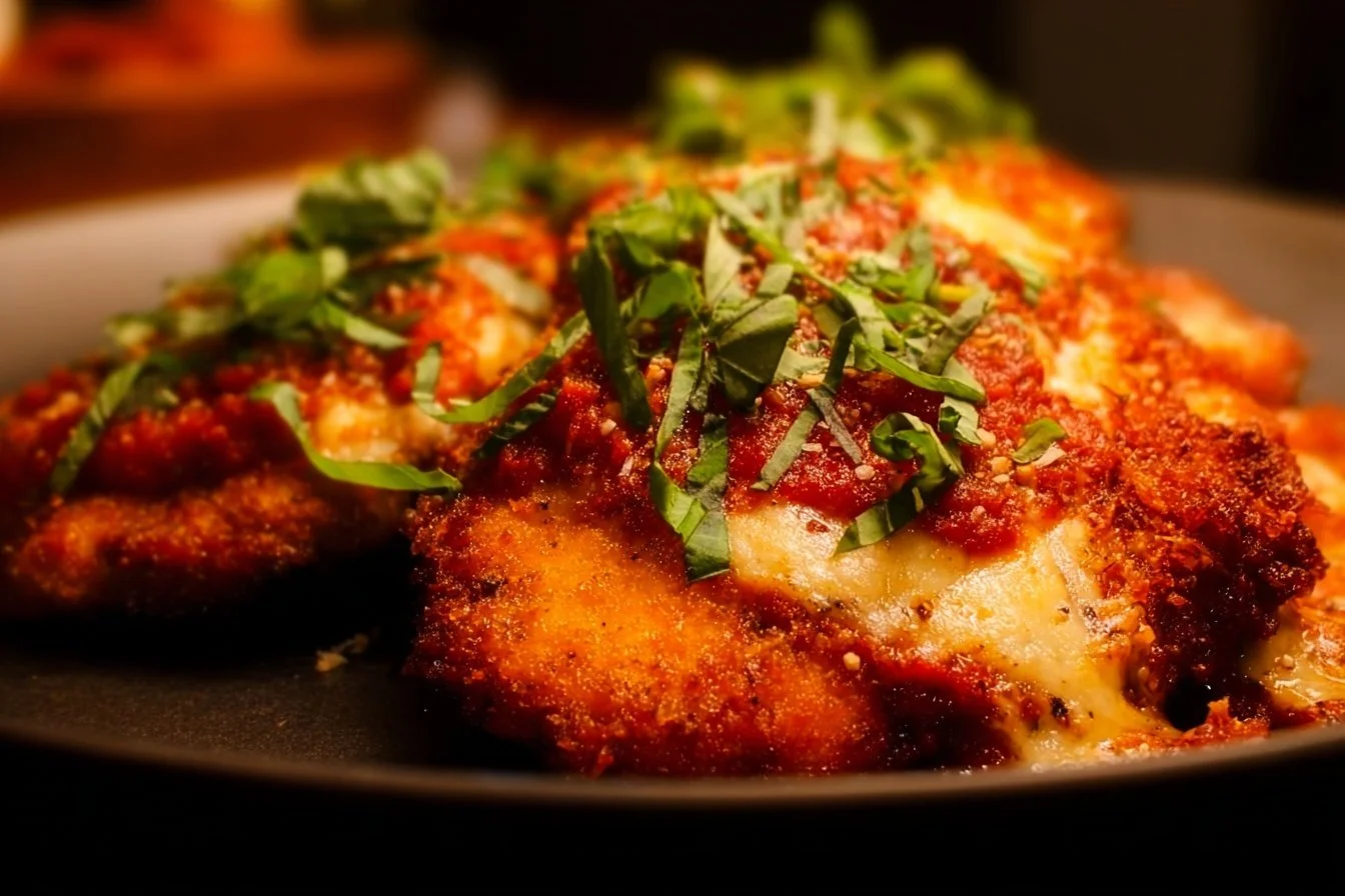 Chicken Parmesan 4 Delicious Chicken Parmesan served with a side of pasta and marinara sauce