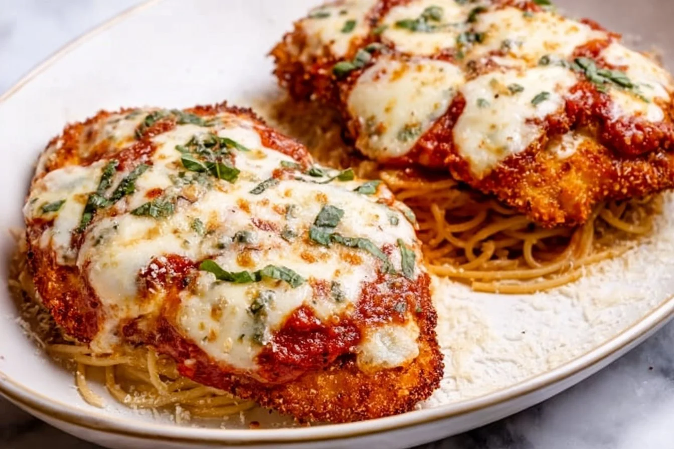 Chicken Parmesan 4 Plate of Chicken Parmesan with marinara sauce and cheese