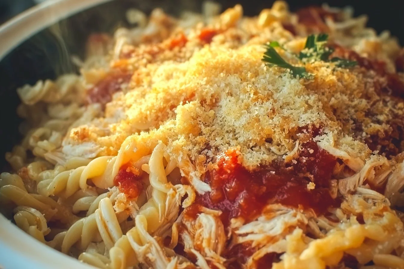 Chicken Parmesan & Pasta Casserole 3 Delicious Chicken Parmesan & Pasta Casserole ready to serve.
