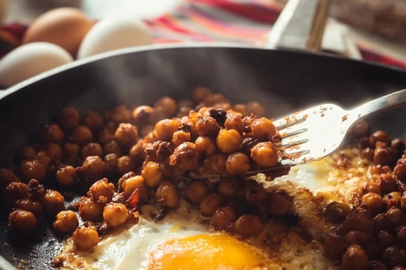 Chickpea Fried Eggs: A Unique Breakfast Delight 4 Chickpea fried eggs served on a plate with garnishes, perfect for breakfast