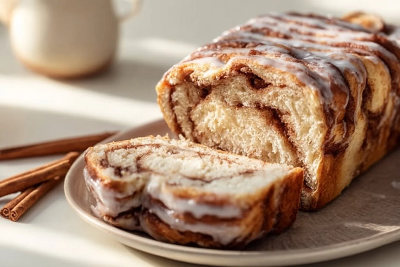 Cinnamon Roll Cottage Cheese Loaf 4 Delicious Cinnamon Roll Cottage Cheese Loaf with cinnamon and cream cheese frosting.
