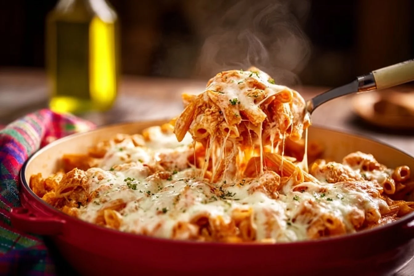 Classic Chicken Parmesan Pasta 4 Delicious plate of Classic Chicken Parmesan Pasta with marinara sauce and melted cheese