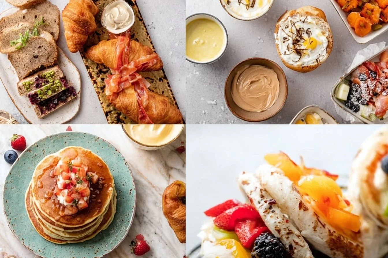 Comforting Sunday Breakfast 4 A delightful spread of comforting Sunday breakfast dishes on a cozy table.