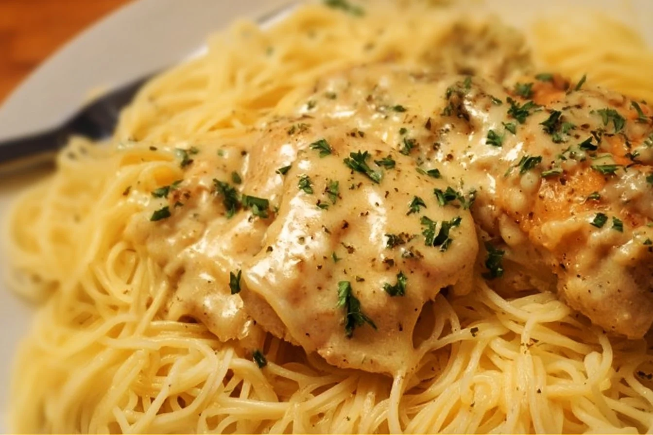 Delicious Crock Pot Angel Chicken dish ready to serve
