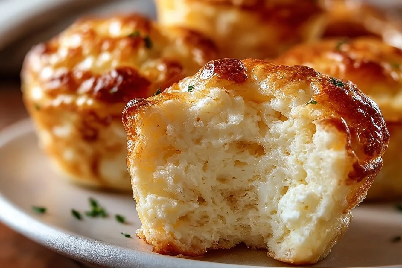 Fluffy cottage cheese egg muffins baked in a muffin tin