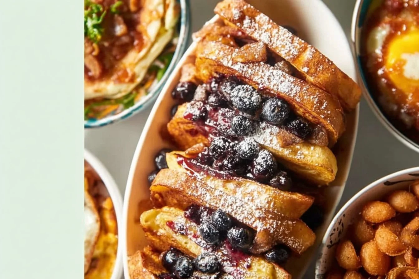 A variety of freezable breakfast ideas including muffins and smoothies.