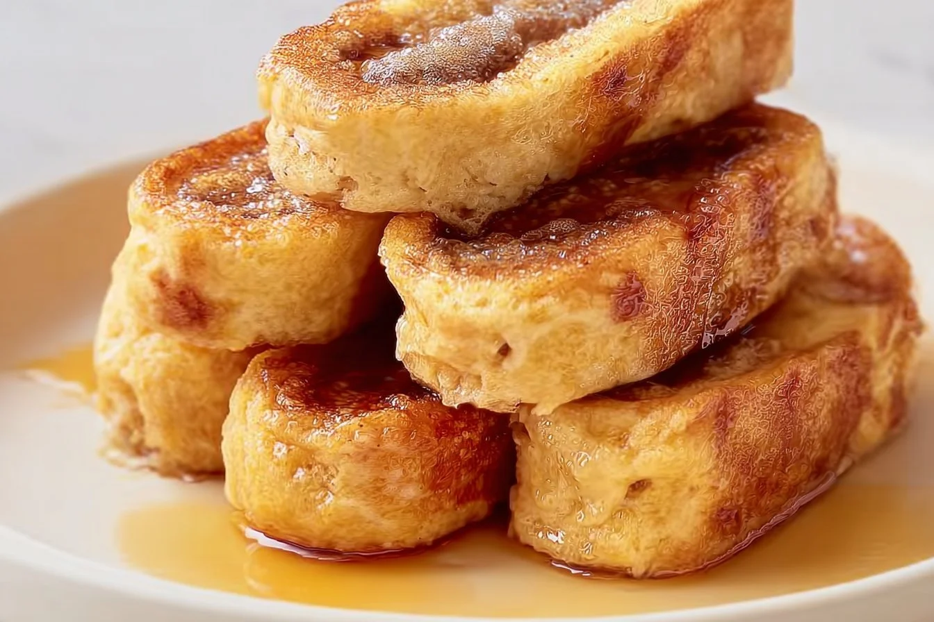 French Toast Roll-Ups 4 Delicious French Toast Roll-Ups filled with sweet cream and topped with syrup