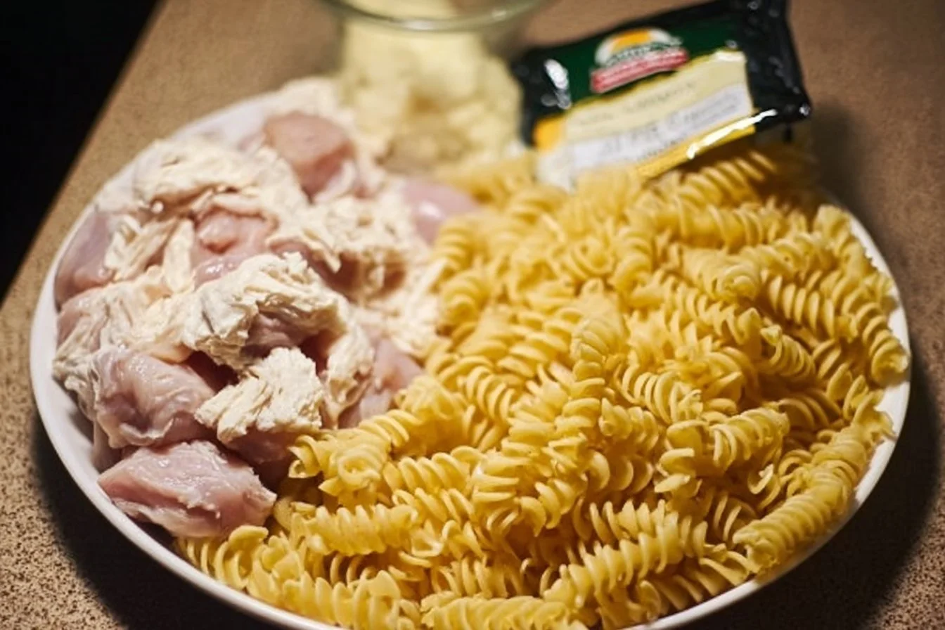 Garlic Parmesan Chicken Pasta 4 Plate of Garlic Parmesan Chicken Pasta garnished with parsley