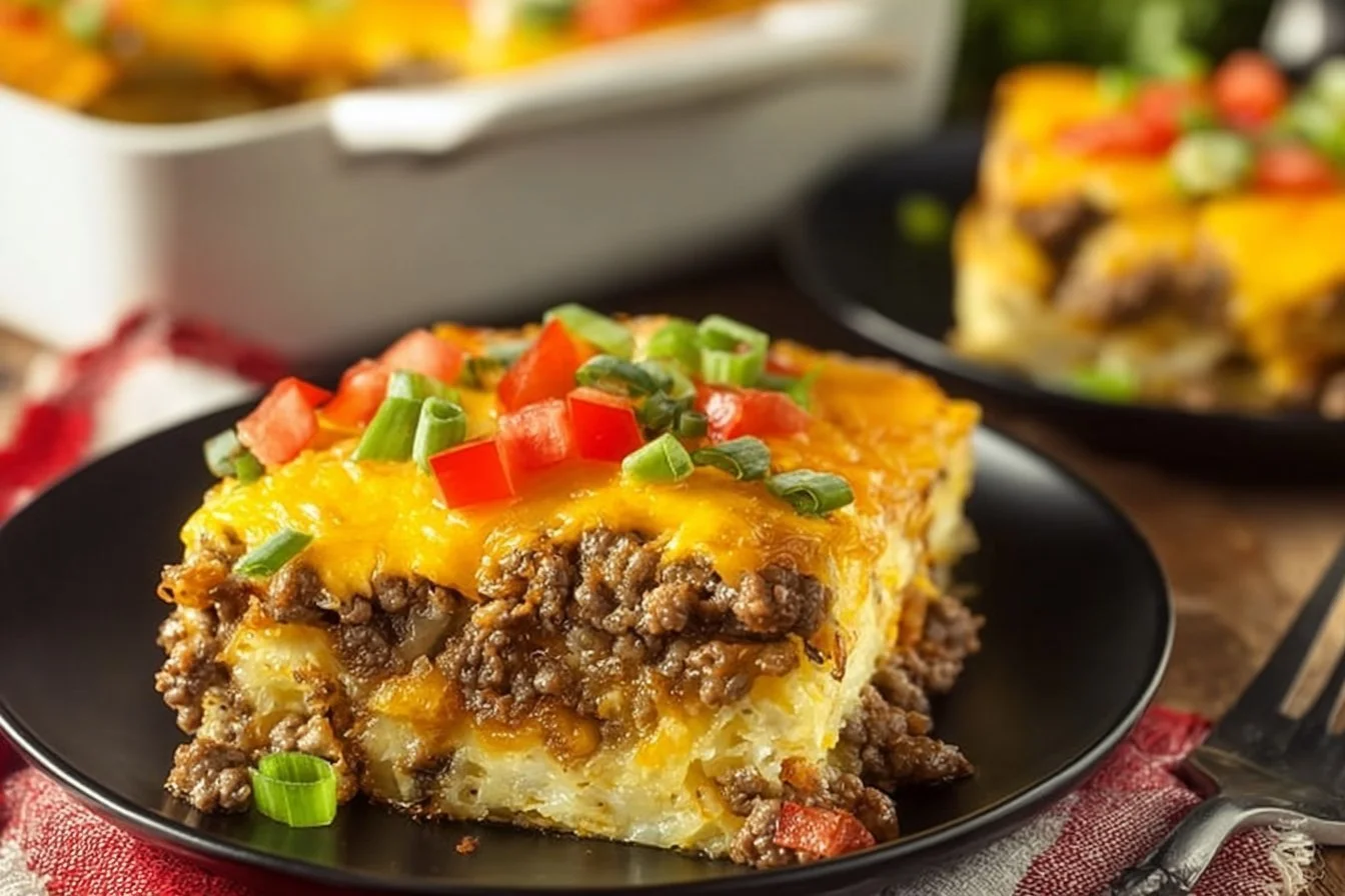 Delicious Hashbrown Breakfast Casserole with cheese and eggs