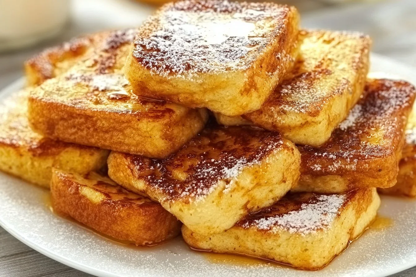 Delicious Hawaiian Roll French Toast topped with syrup and berries