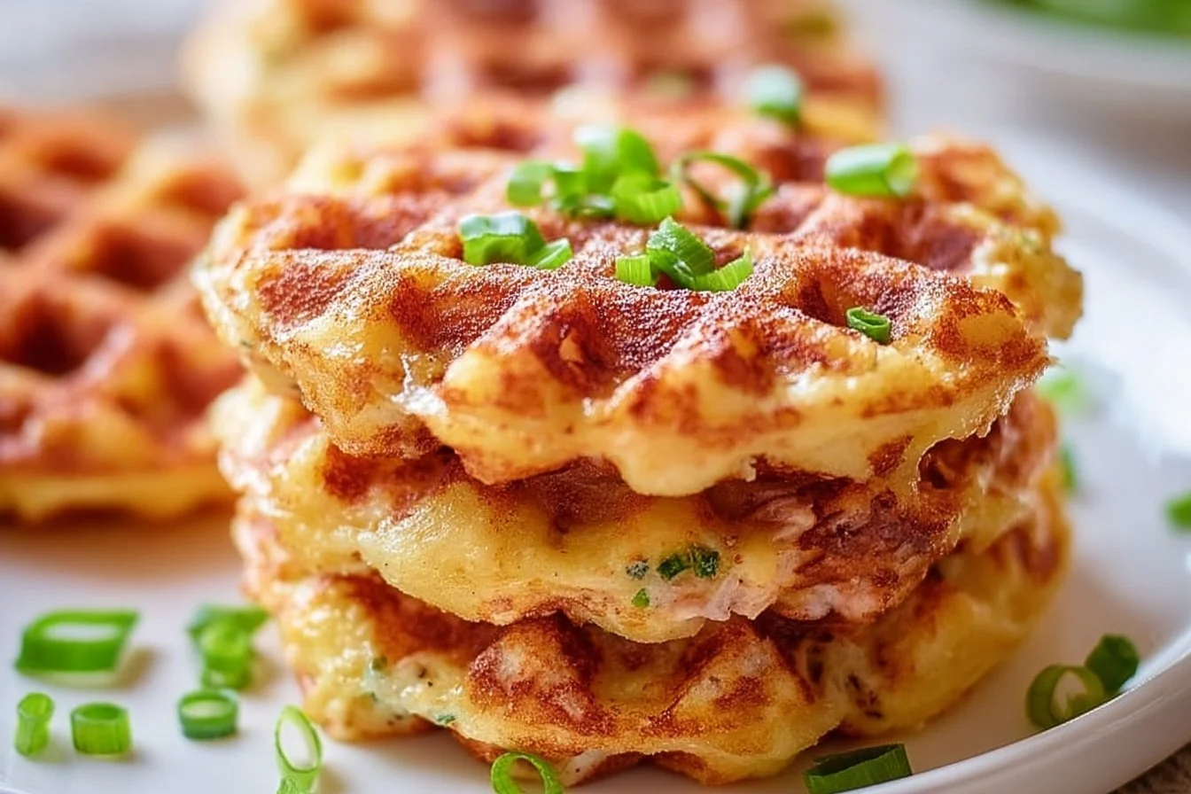 Healthy Tuna Melt Chaffles 5 Healthy tuna melt chaffles served on a plate with cheese and veggies