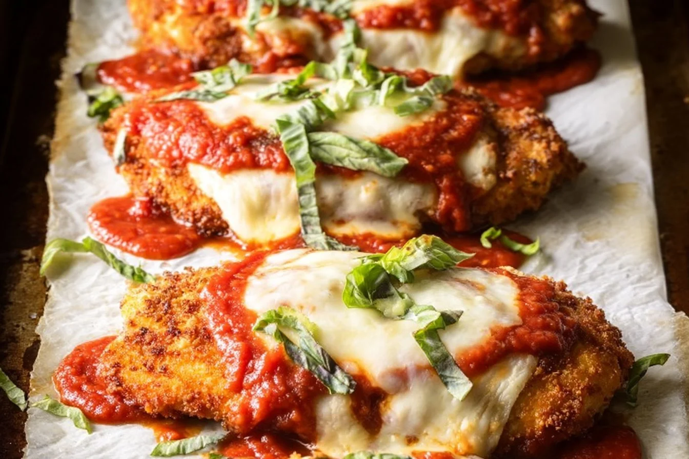 Homemade Chicken Parmesan 4 Delicious homemade chicken parmesan with melted cheese and crispy breading