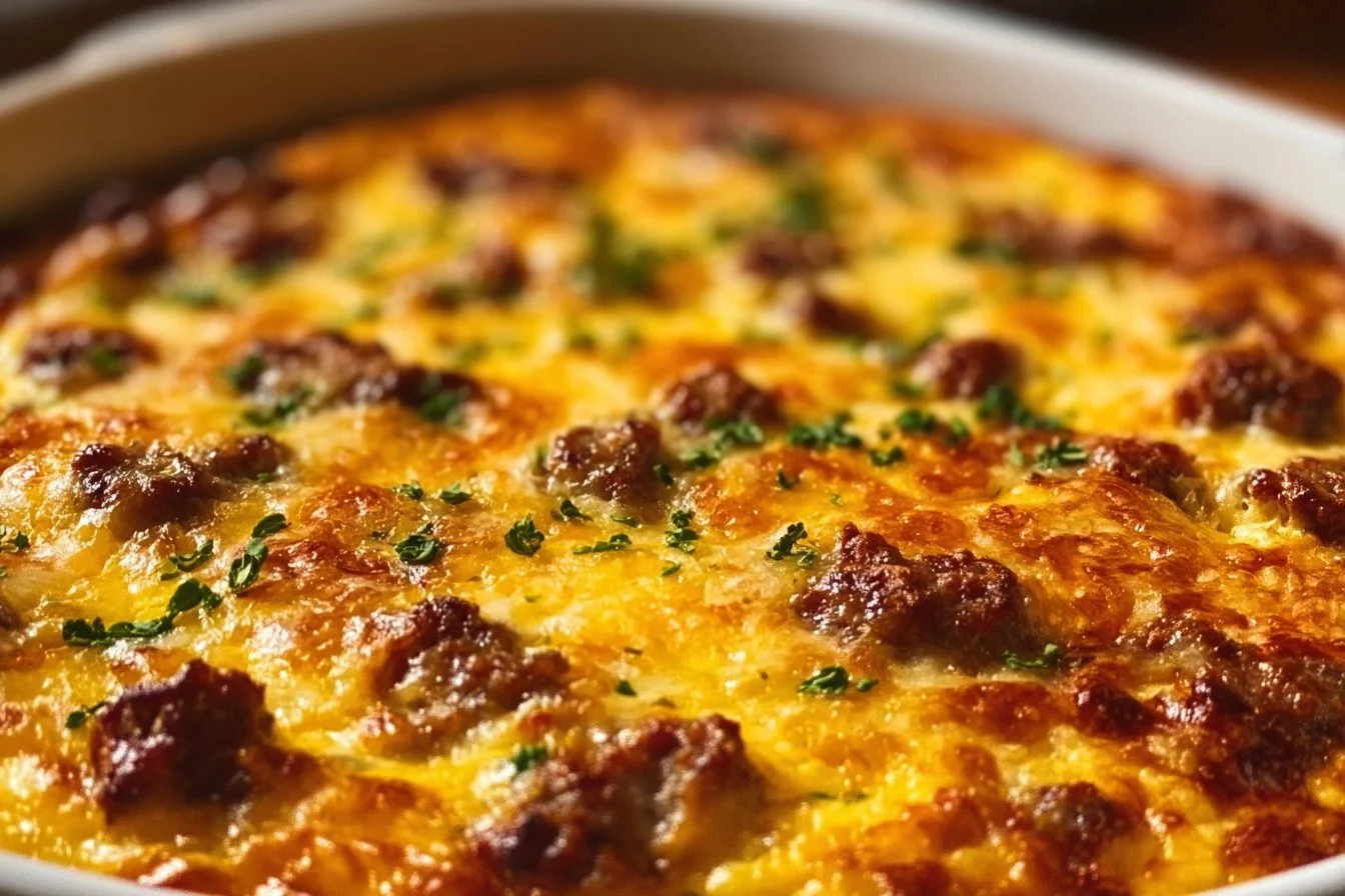 Ina Garten's flavorful breakfast casserole served on a plate