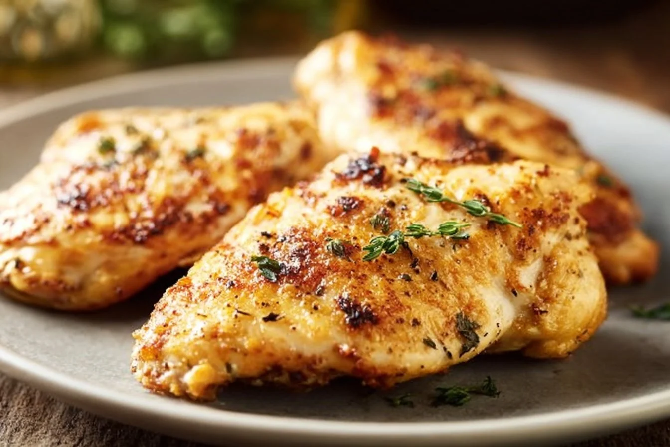 Juicy melt-in-your-mouth chicken breast served on a plate
