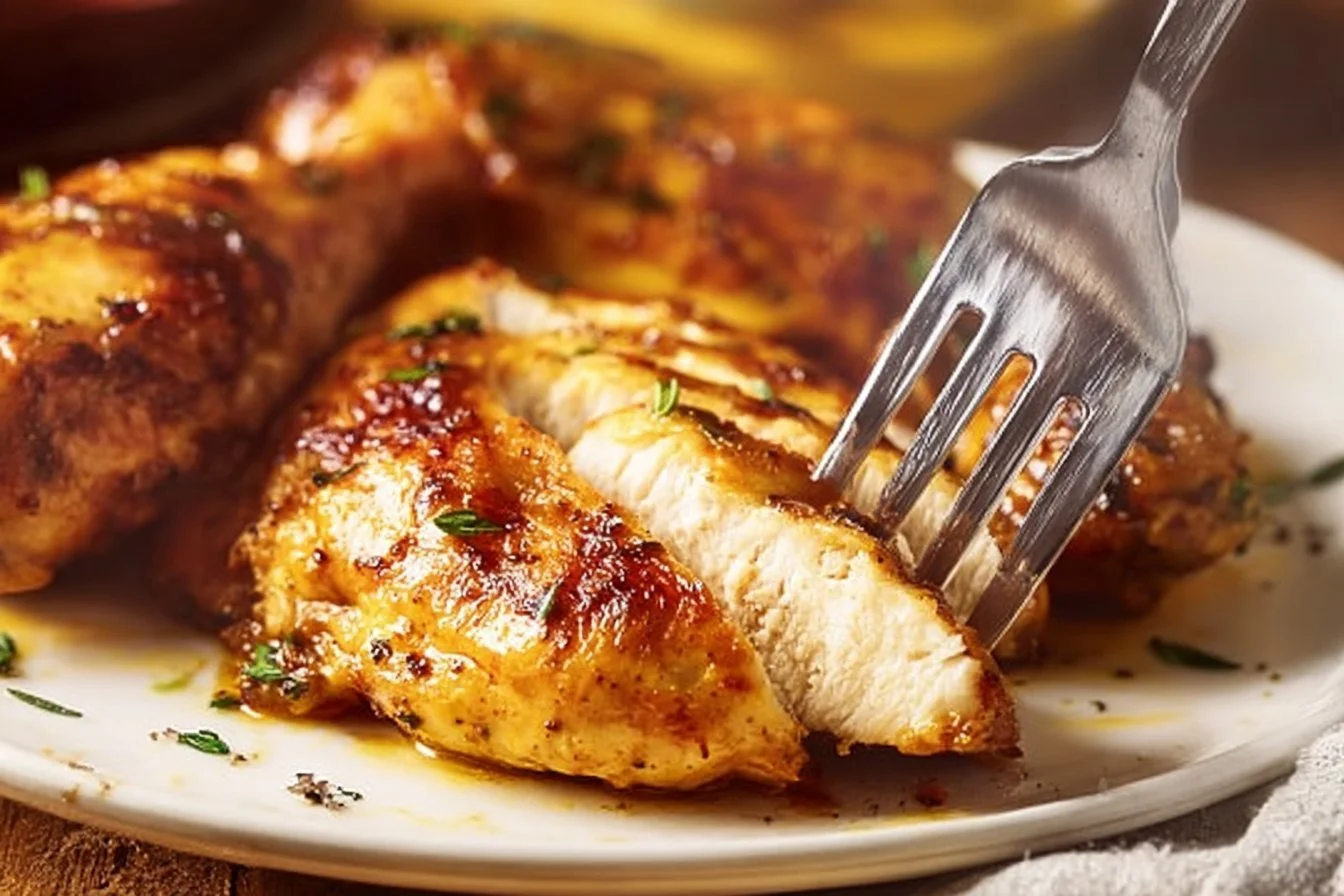 Oven Baked Chicken Breast 5 Juicy oven baked chicken breast served with fresh herbs and spices