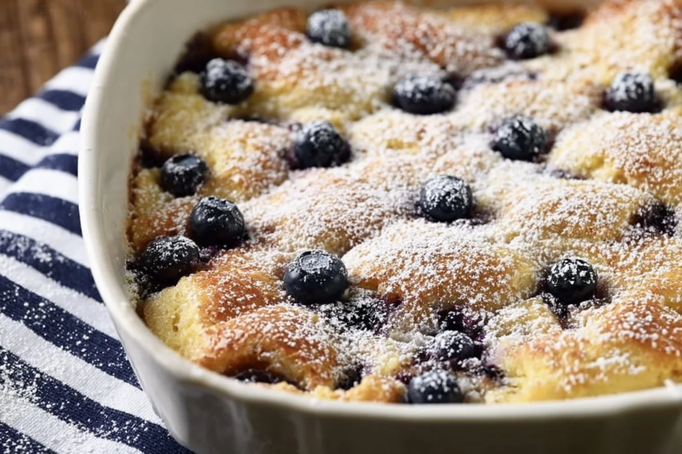 Delicious homemade Pancake Casserole baked with fresh toppings