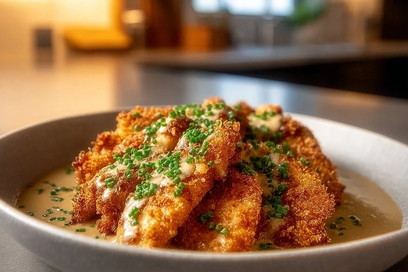 Parmesan Crusted Chicken with Creamy Garlic Sauce