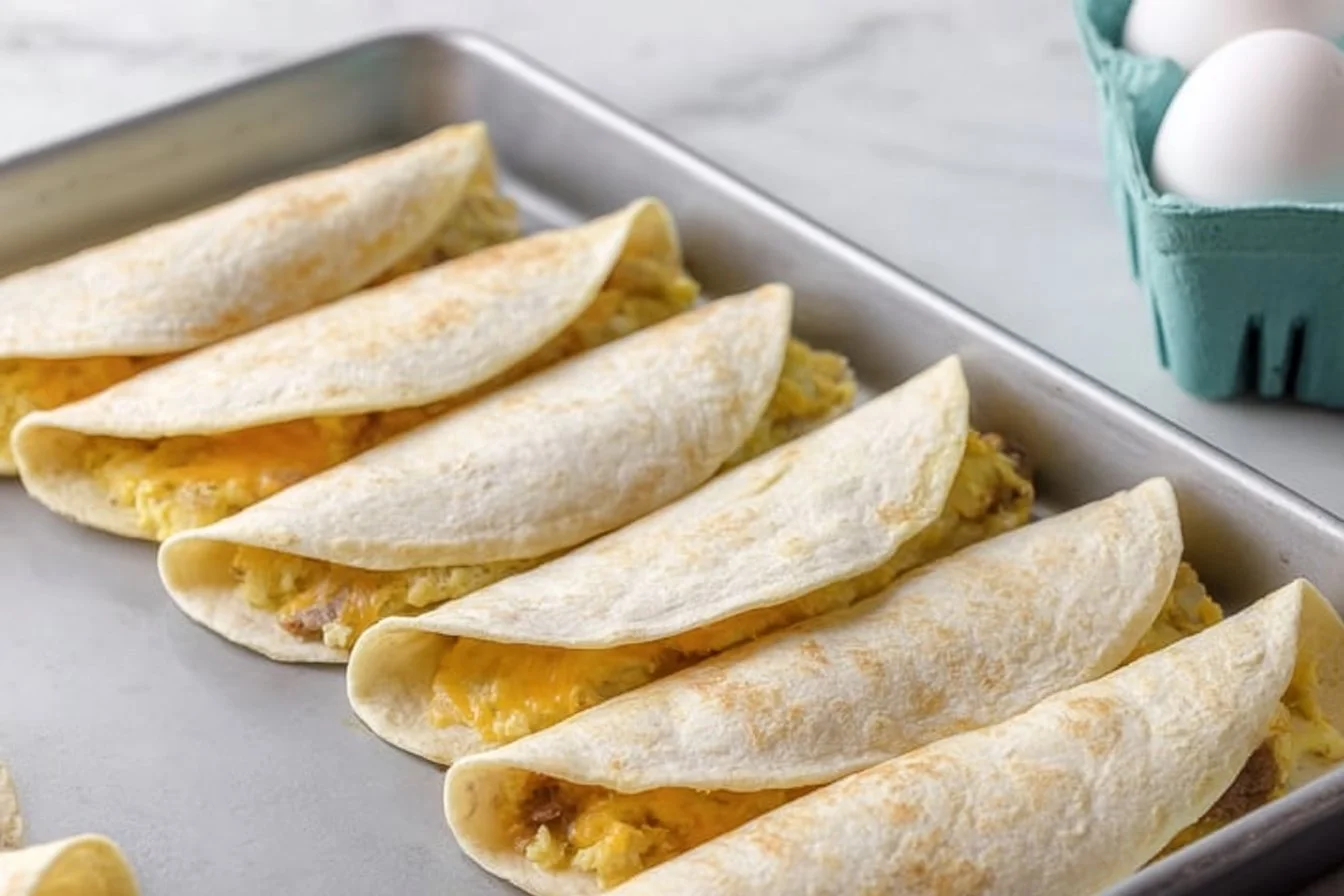 Sheet Pan Breakfast Quesadillas 4 Sheet pan breakfast quesadillas stacked on a plate with fresh ingredients