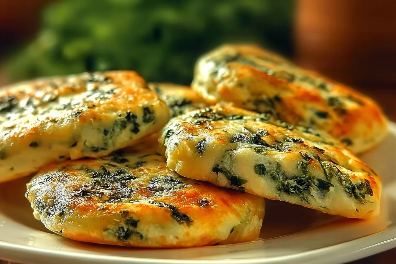 Spinach Cottage Cheese Bagels 4 Spinach cottage cheese bagels with toppings on a plate