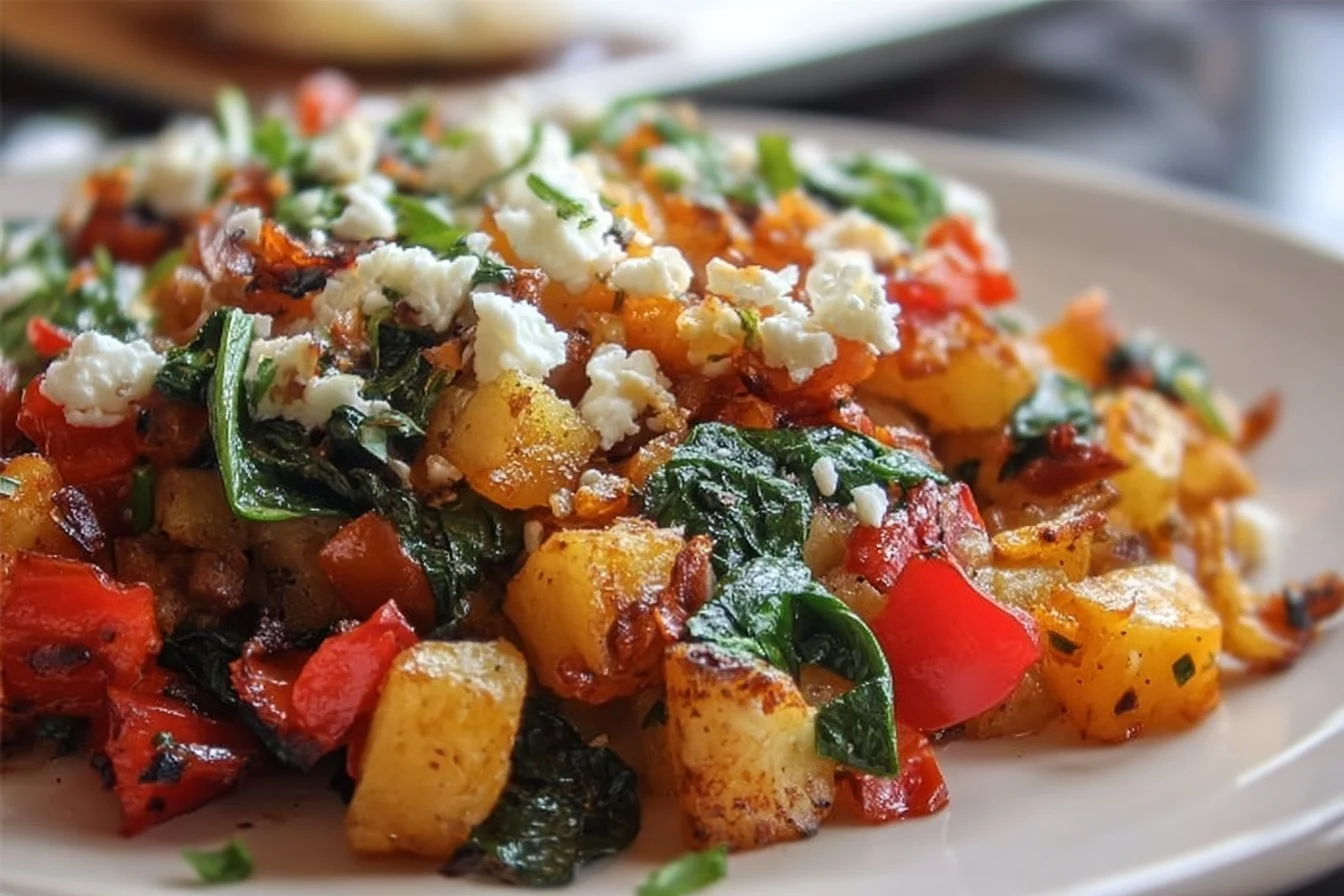 Sweet Potato Orange Hash served in a bowl with herbs and spices
