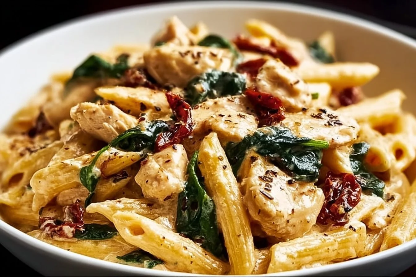 Delicious Marry Me Chicken pasta garnished with herbs