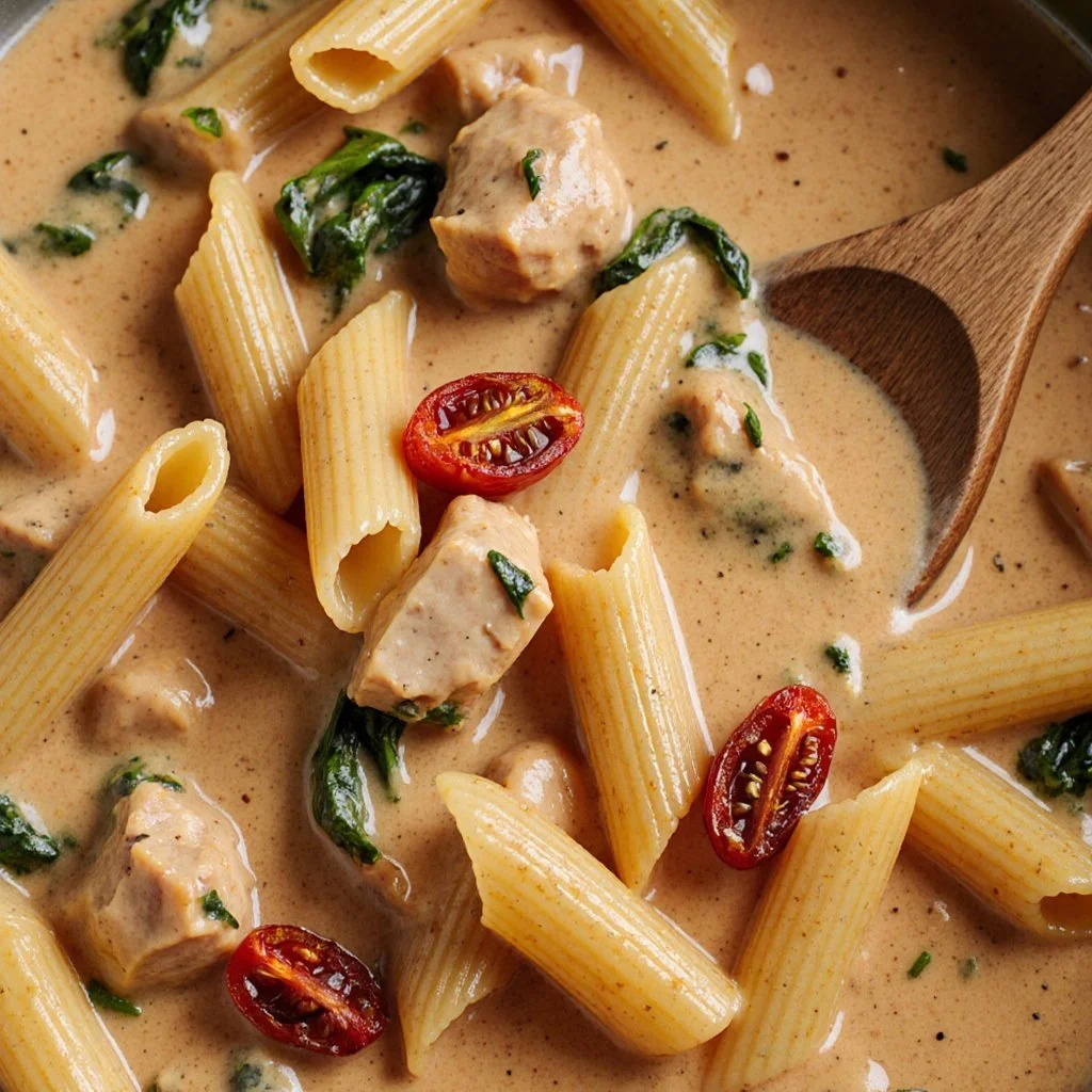 Creamy Marry Me Chicken Pasta 5 Creamy marry me chicken pasta dish garnished with herbs