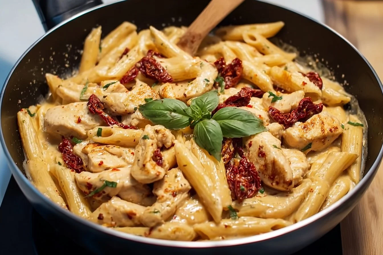 Creamy Marry Me Chicken Pasta 4 Creamy Marry Me Chicken pasta served in a bowl with fresh herbs and spices