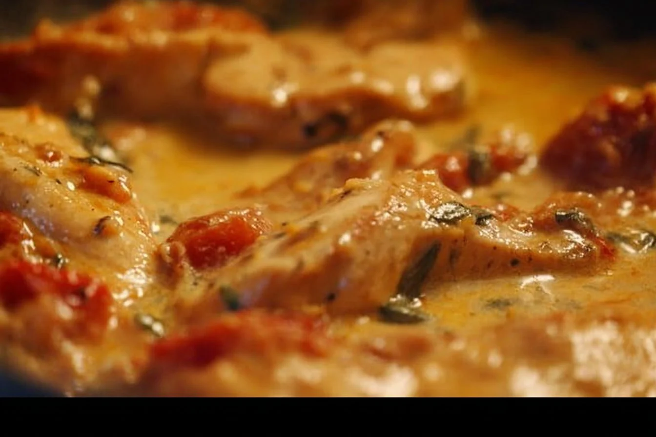 Creamy Sun Dried Tomato Chicken 1 Creamy sun dried tomato chicken dish with herbs and spices