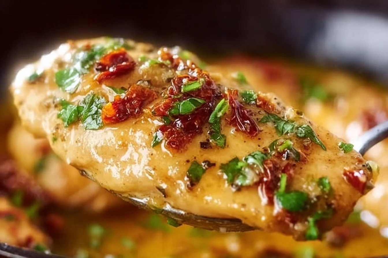 Crockpot Marry Me Chicken with creamy sauce and herbs